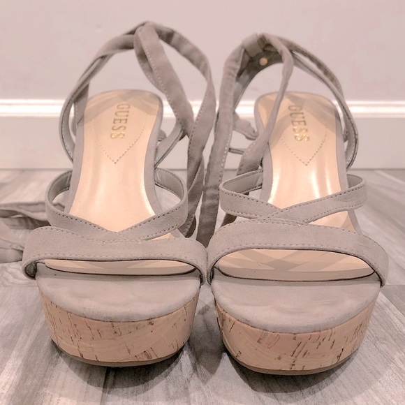 Guess like new ankle tie tan wedges. - Picture 3 of 7